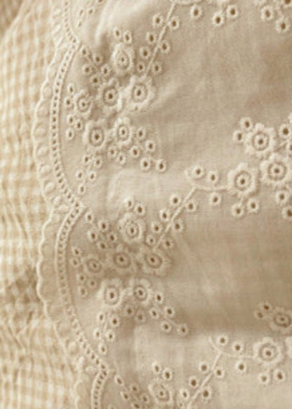 Sophia Gingham Lace Washed Cotton Bedding Set / Ocean Blue