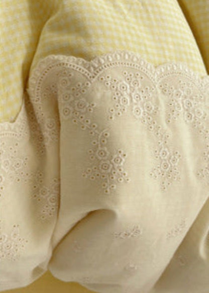 Sophia Gingham Lace Washed Cotton Bedding Set / Ocean Blue
