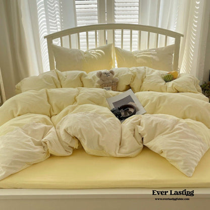 Sophia Gingham Lace Washed Cotton Bedding Set / Pink