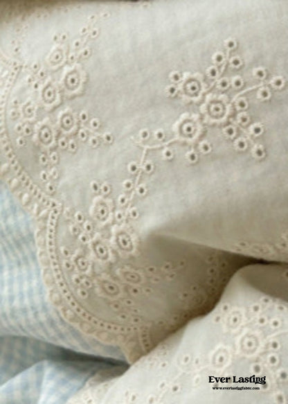 Sophia Gingham Lace Washed Cotton Bedding Set / Pink