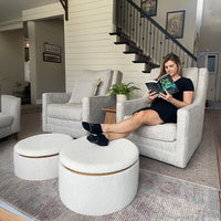 Stowaway Chic Boucle Ottomans, Set of Two