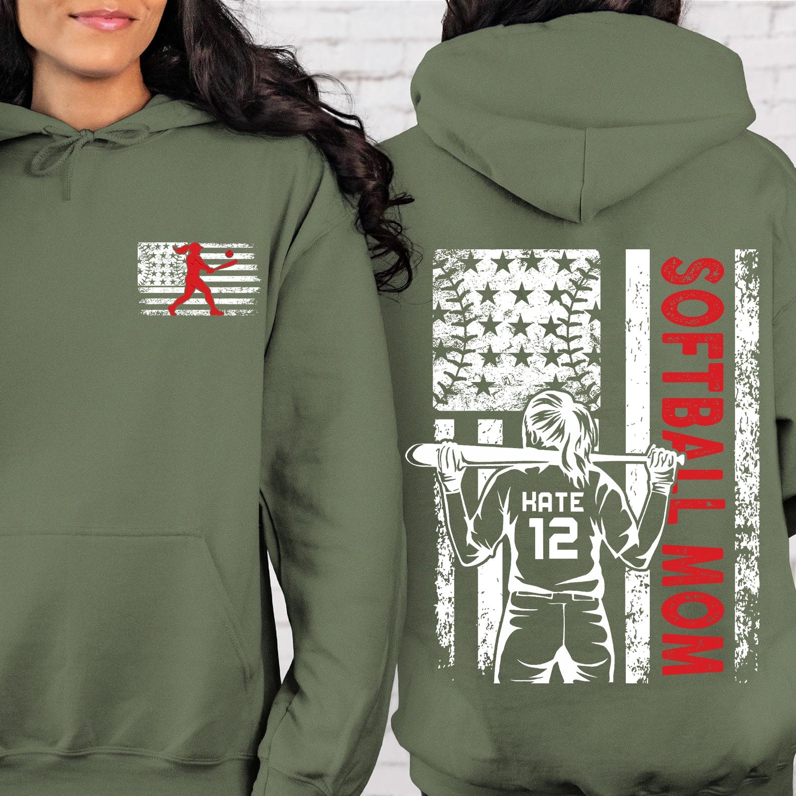 Custom Softball Mom Shirt | Personalized Custom Name and Number T-shirt | Gift for Mom | Gift for Wife | Front & Back Shirt 682436