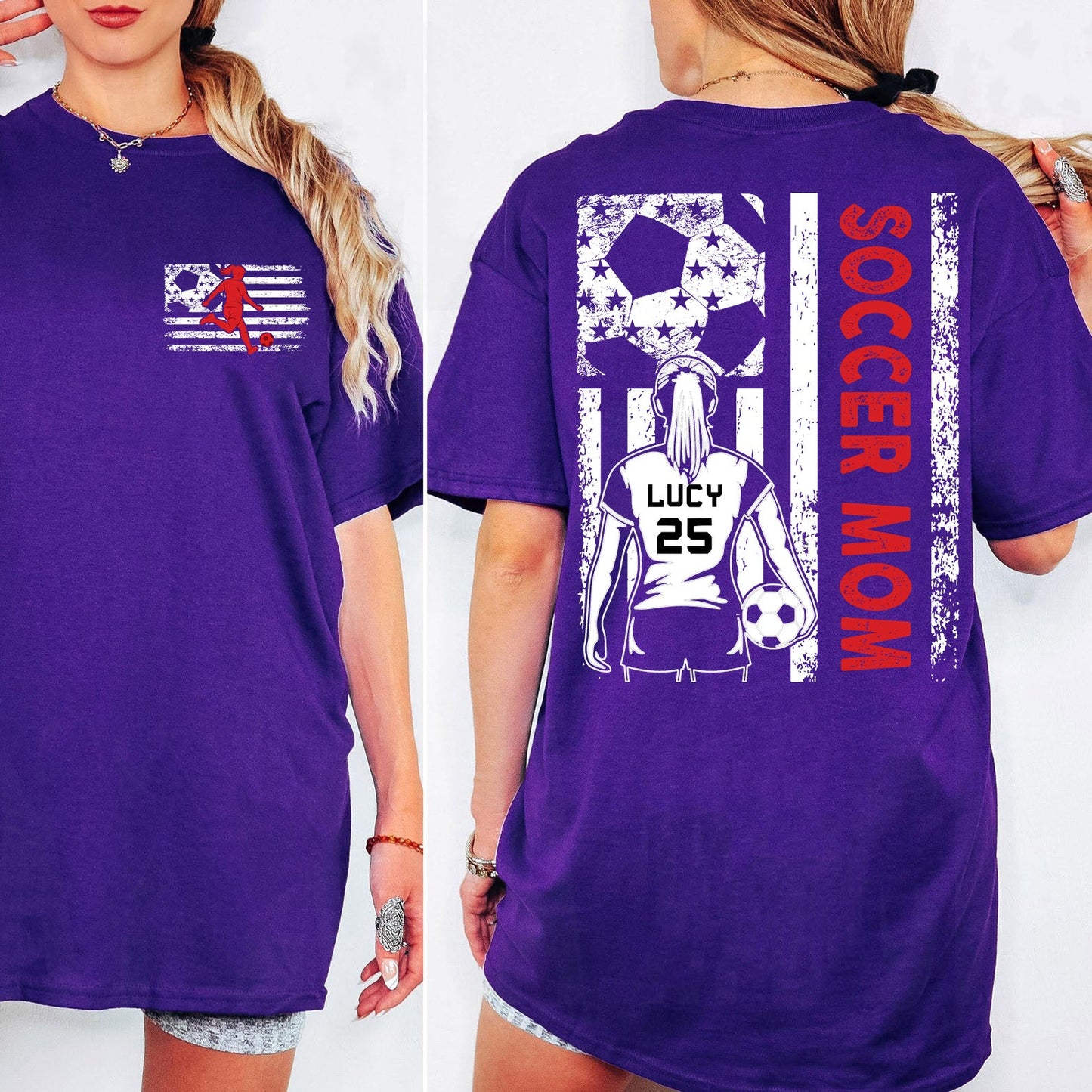 Custom Soccer Mom Shirt | Personalized Custom Name and Number T-shirt | Gift for Mom | Gift for Wife | Front & Back Shirt 682435