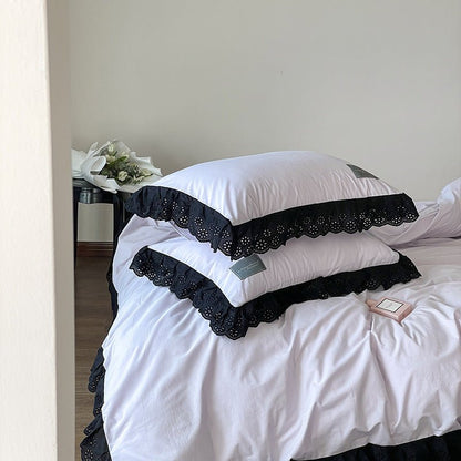 Strawberry Black Lace Ruffle Bedding Set