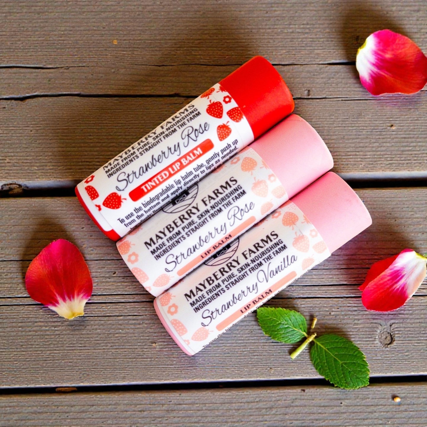 Strawberry Rose - Tallow, honey, and beeswax lip balms
