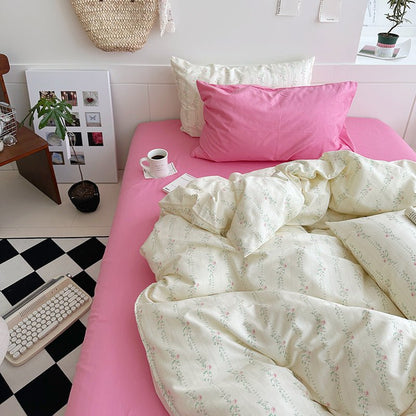 Sweet Floral Bedding Set / Pink