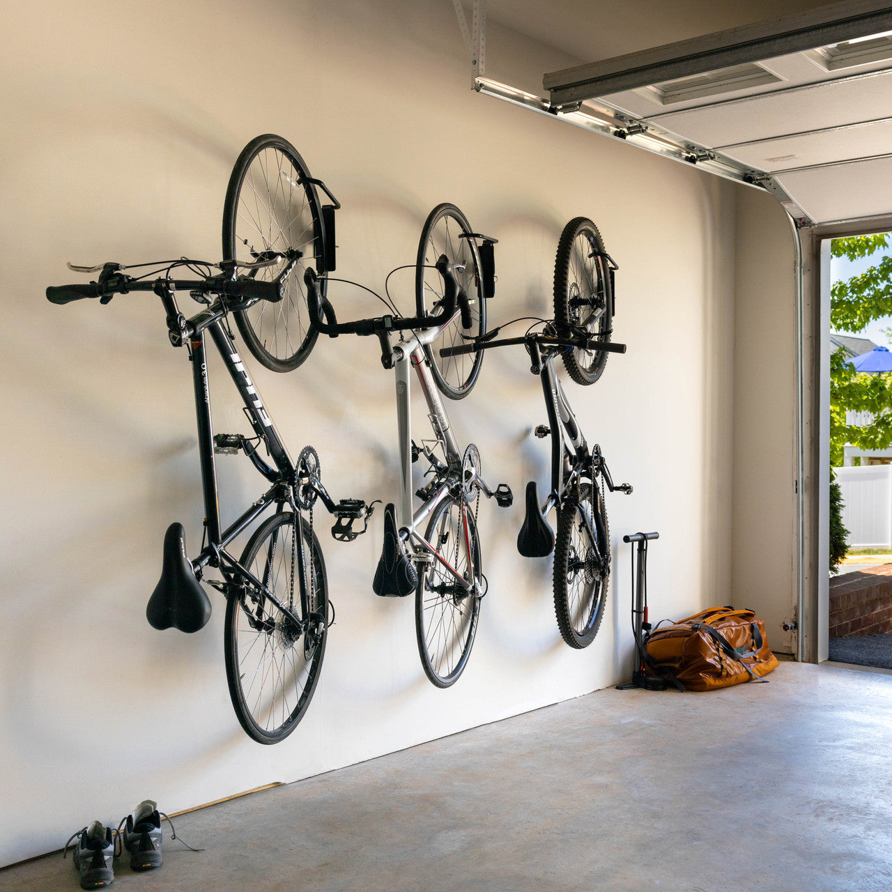 Swivel Mount Bike Storage Rack | 2 Bike Garage Wall Hooks | Mud