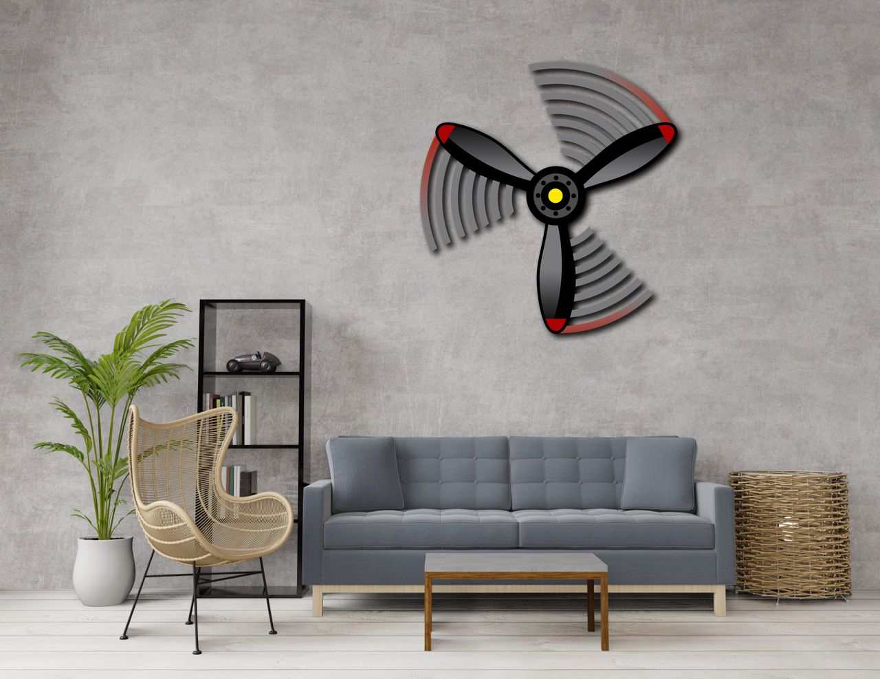 Multicolor metal wall art Propeller Spin Metal Wall Art