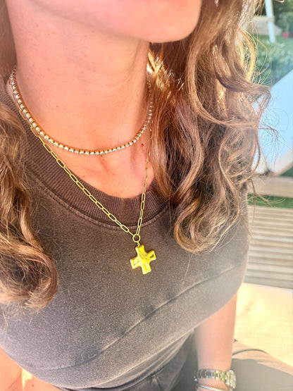 chunky hammered waterproof cross