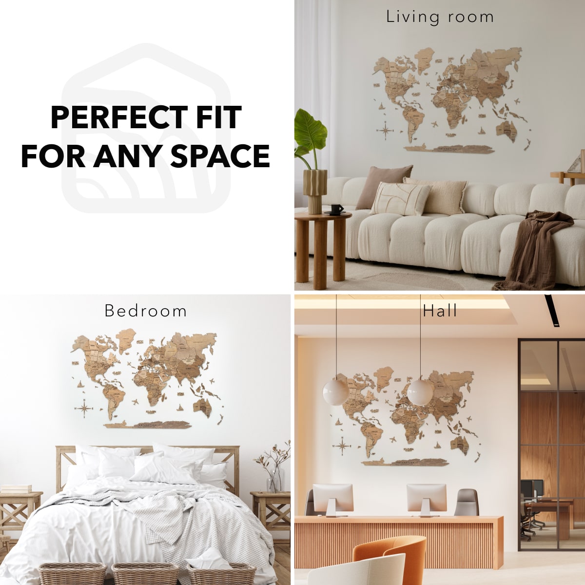 3D Wooden World Map Terra