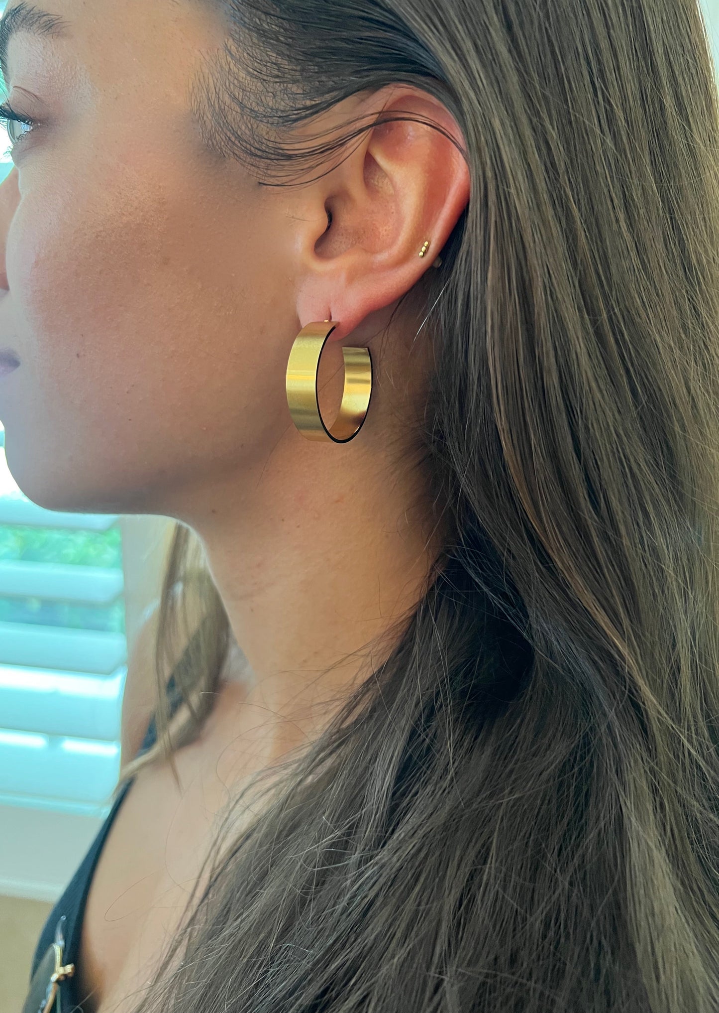 thick matte gold hoop earrings