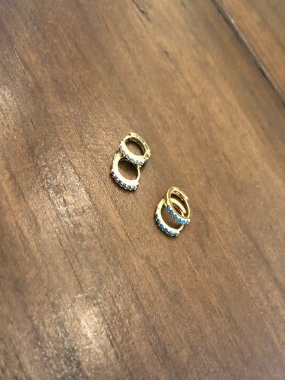 cz tiny huggie earrings. 2nd hole hoop earring