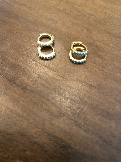 cz tiny huggie earrings. 2nd hole hoop earring