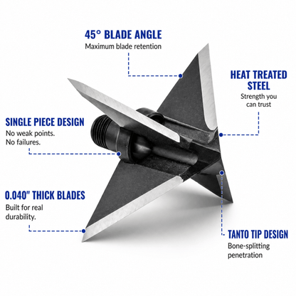 TOTA | 175 grain XL broadhead | 1-3/16-inch solid | fixed blade