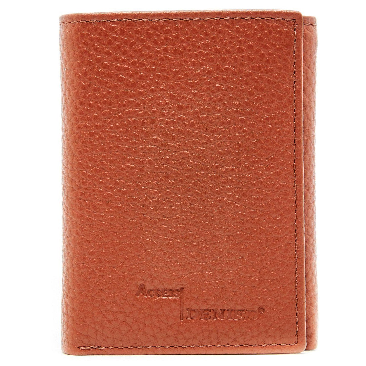Genuine Leather Trifold Wallet – Flip-Up Dual ID Windows, RFID Blocking