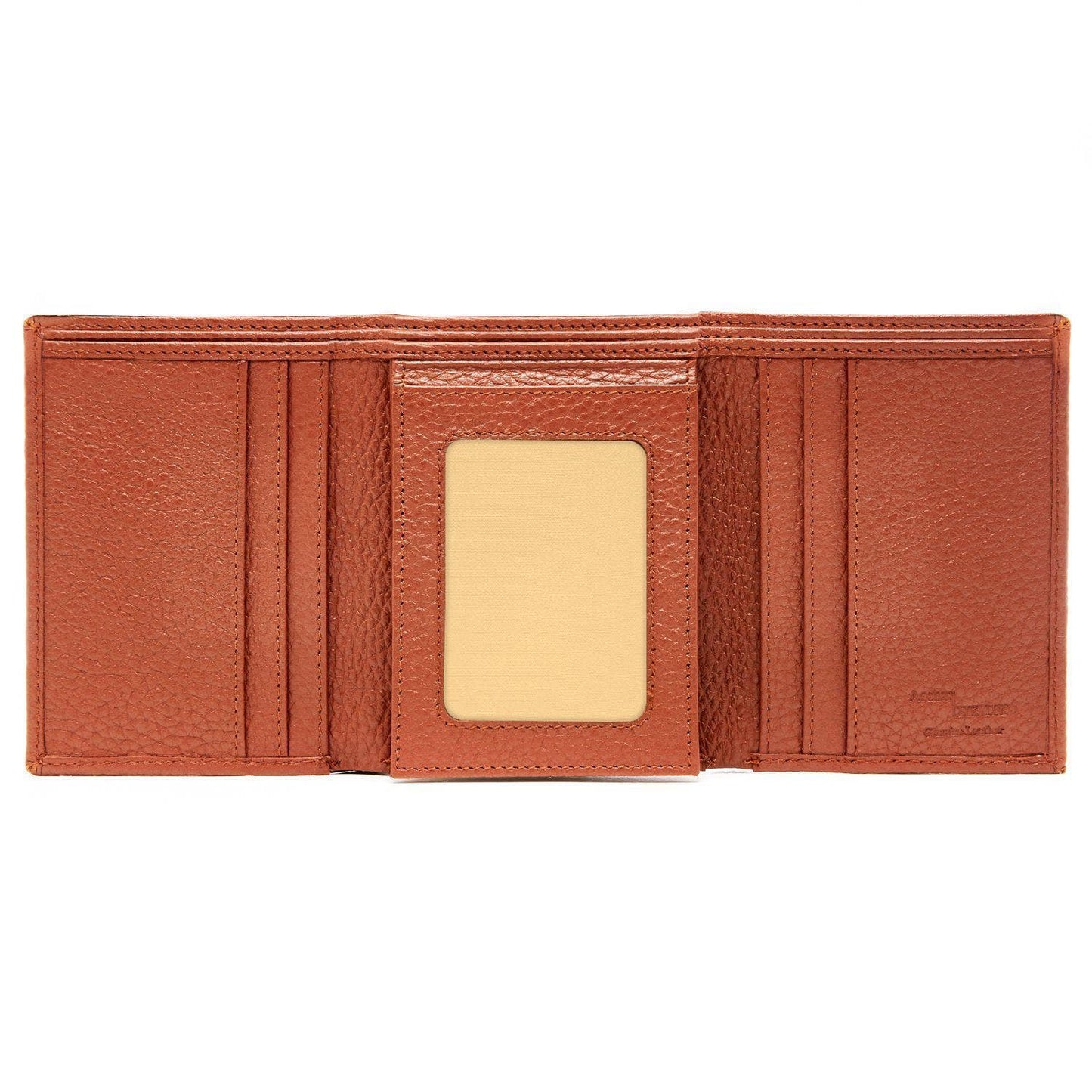Genuine Leather Trifold Wallet – Flip-Up Dual ID Windows, RFID Blocking
