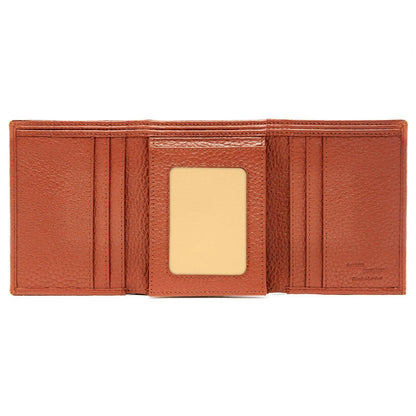 Genuine Leather Trifold Wallet – Flip-Up Dual ID Windows, RFID Blocking