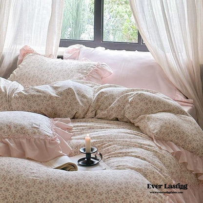 Vivienne Floral Double Gauze Bedding Set / Blue Ocean