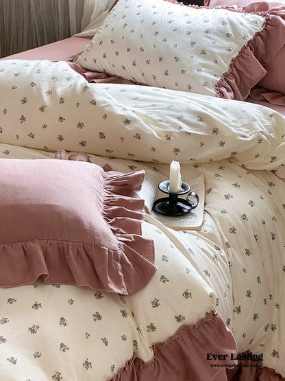 Vivienne Floral Double Gauze Bedding Set / Blush Pink