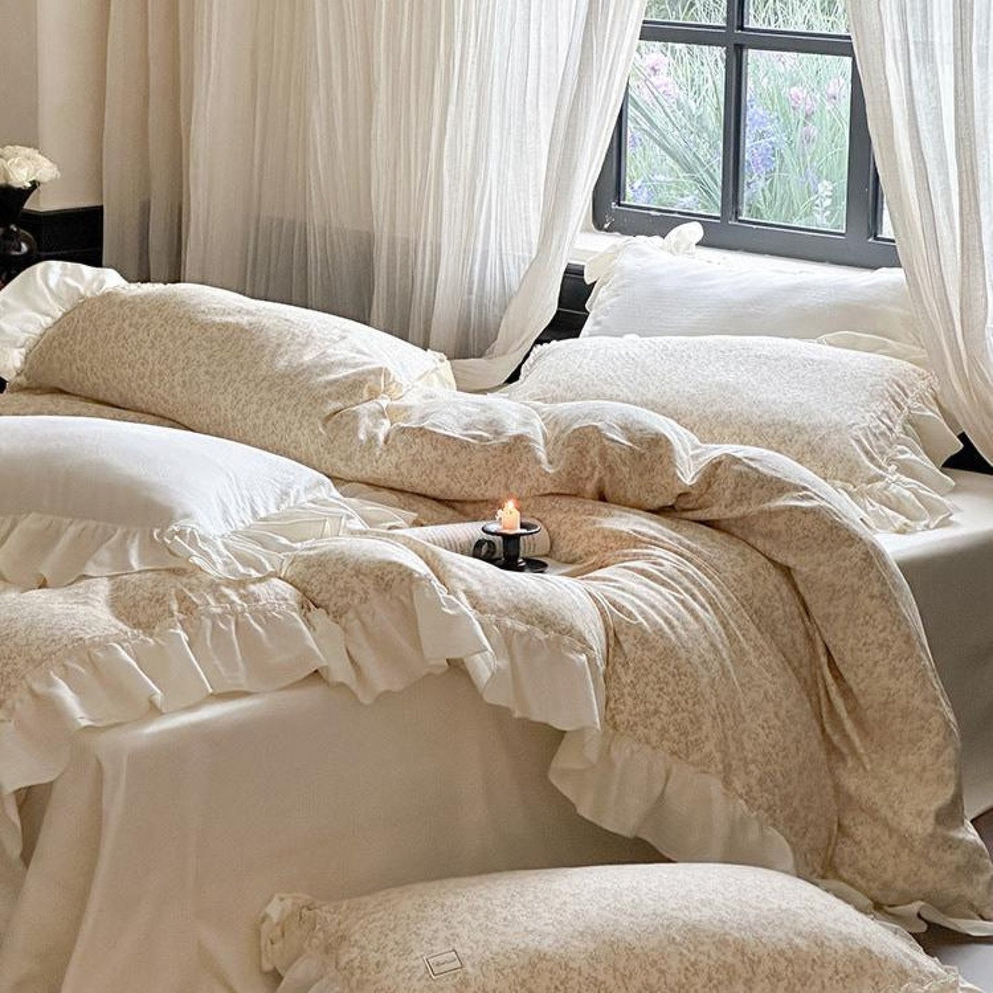 Vivienne Floral Double Gauze Bedding Set / Blush Pink