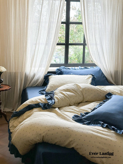 Vivienne Floral Double Gauze Bedding Set / Cobalt Blue
