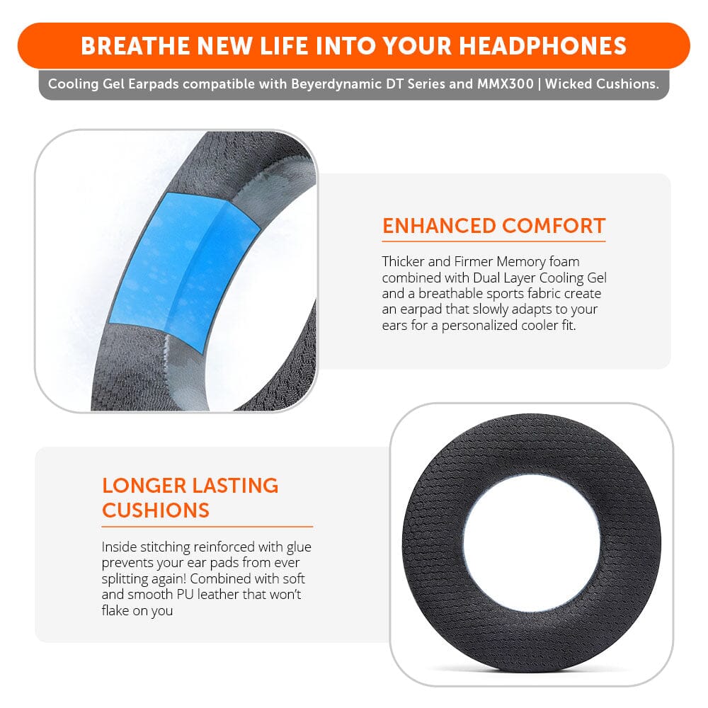 WC FreeZe DT770 - Cooling Gel Ear Pads for Beyerdynamic Headphones