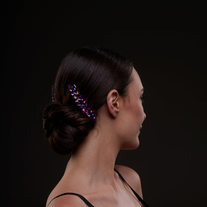 Iridescent Purple Crystal 2-Piece Hair Comb Set
