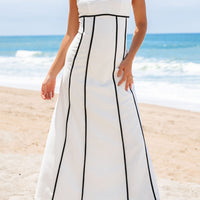 White and Black Trim Detail Maxi Dress - FINAL SALE