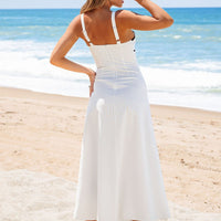 White and Black Trim Detail Maxi Dress - FINAL SALE