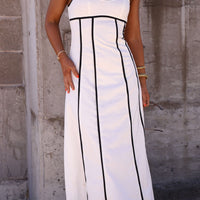 White and Black Trim Detail Maxi Dress - FINAL SALE