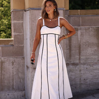 White and Black Trim Detail Maxi Dress - FINAL SALE