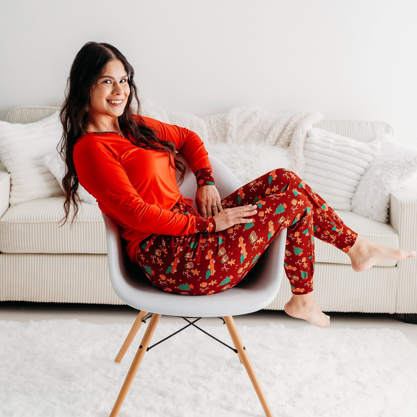 Women’s Christmas Pajama Set – Cozy Bamboo PJs with Red Truck & Tree Print (2025 Limited Edition)