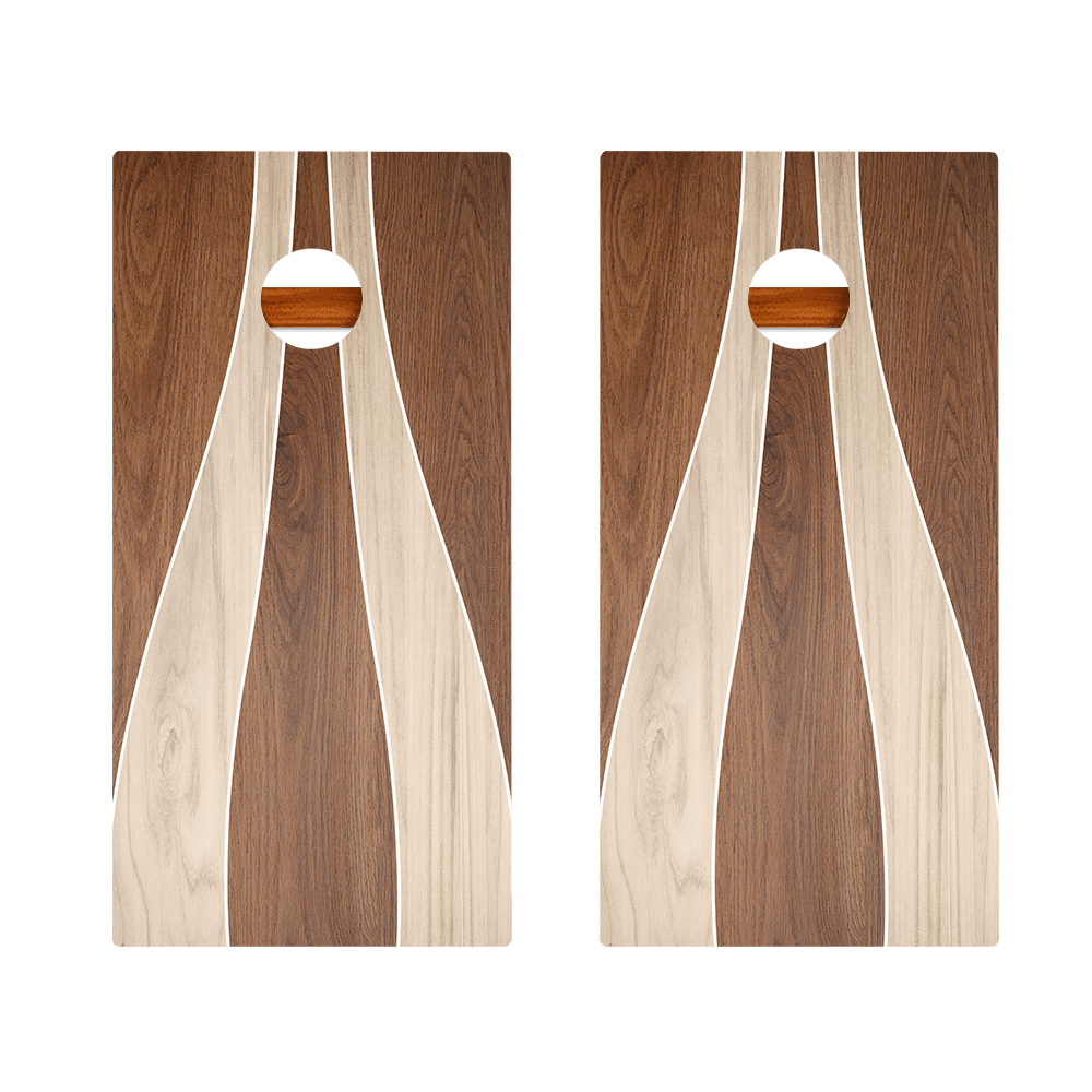 Wood Curvy Triangle Silver Series Cornhole Boards
