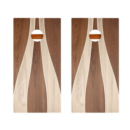 Wood Curvy Triangle Silver Series Cornhole Boards