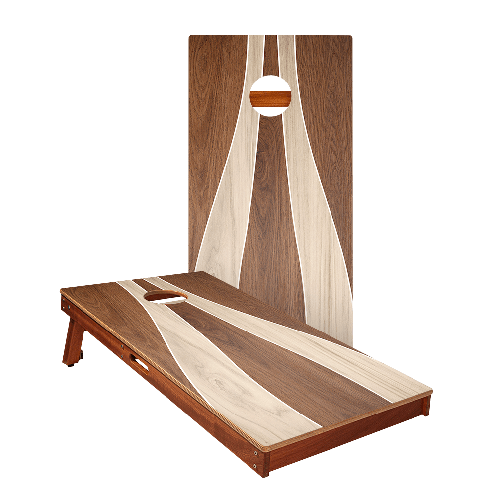 Wood Curvy Triangle Silver Series Cornhole Boards