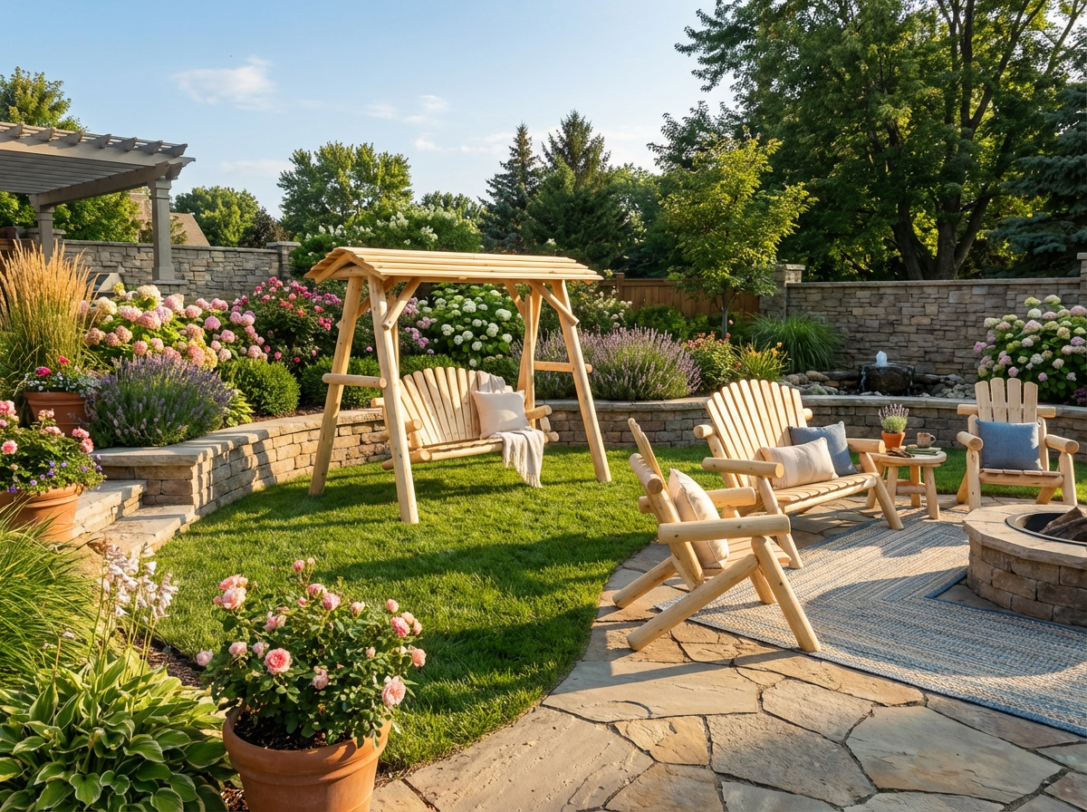 Wooden Porch Swing with Canopy