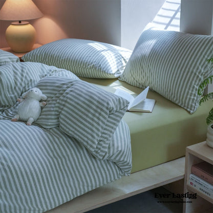 Wren Fresh Striped Jersey Knit Bedding Set / Beige