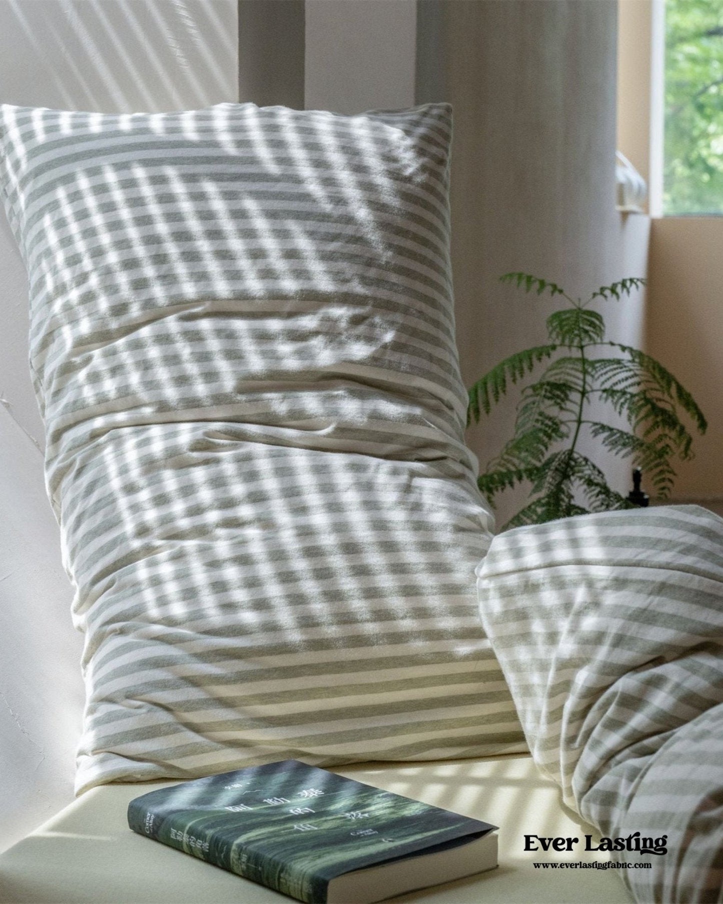 Wren Fresh Striped Jersey Knit Bedding Set / Green