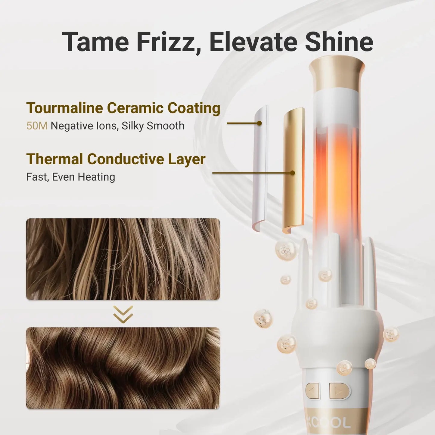 xCool 3-in-1 Automatic Rotating Curling Wand Set