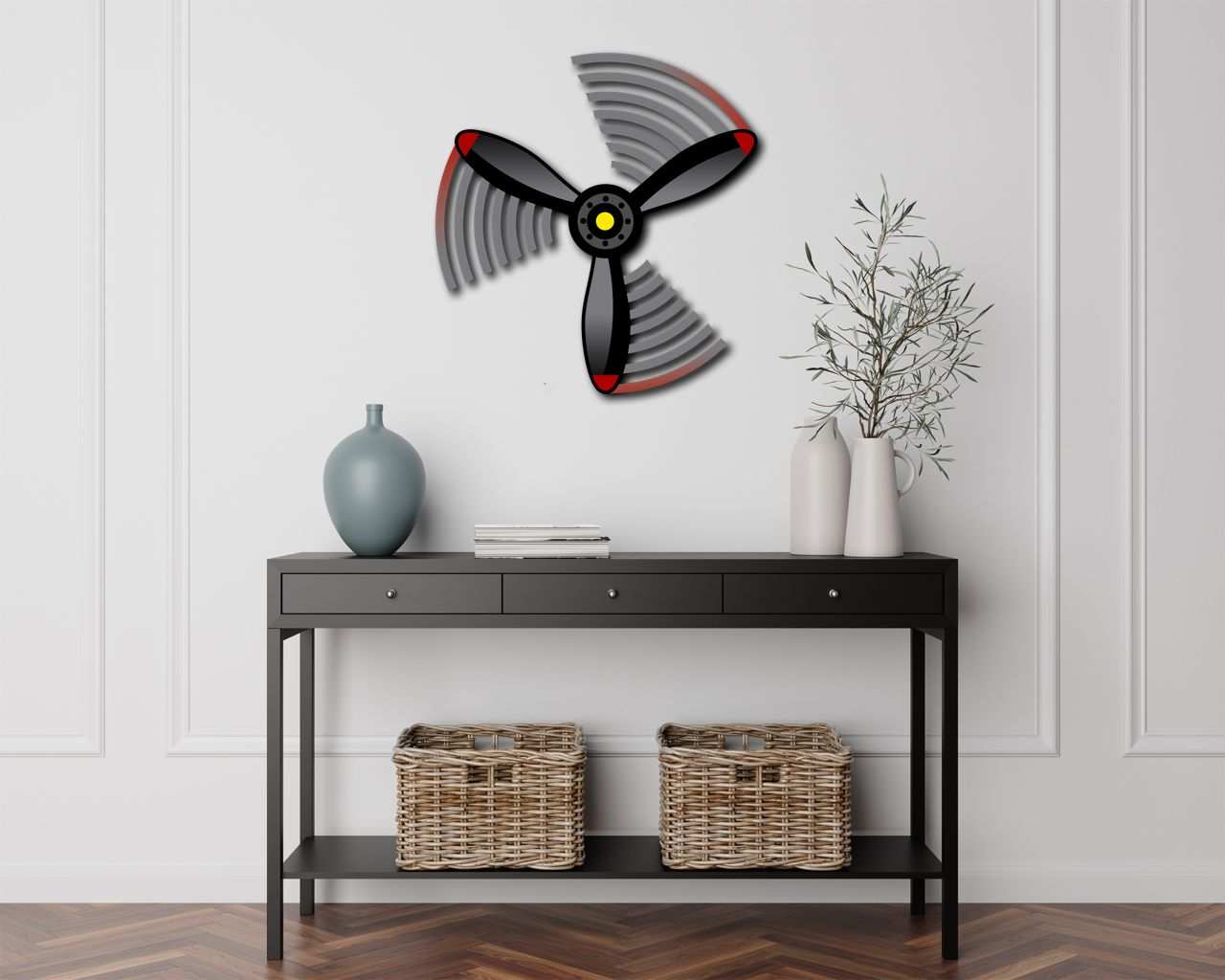 Multicolor metal wall art Propeller Spin Metal Wall Art