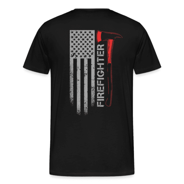 Firefighter w/ American Flag - Born Patriotic | Men's T-Shirt | Casual Fit