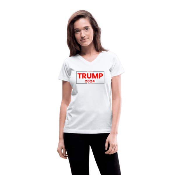 TRUMP 2024 - Born Patriotic | Women's V-Neck T-Shirt - Image 3